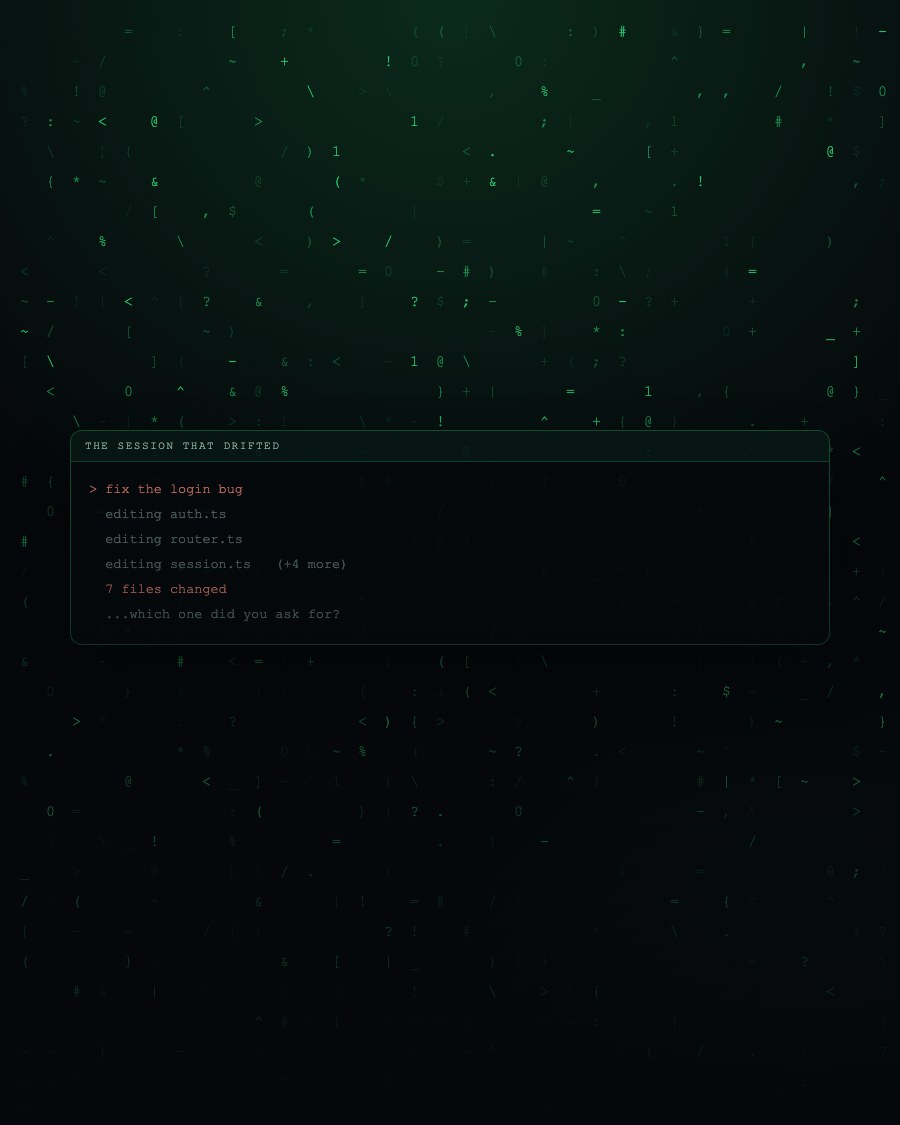 A terminal session that drifted across seven files
