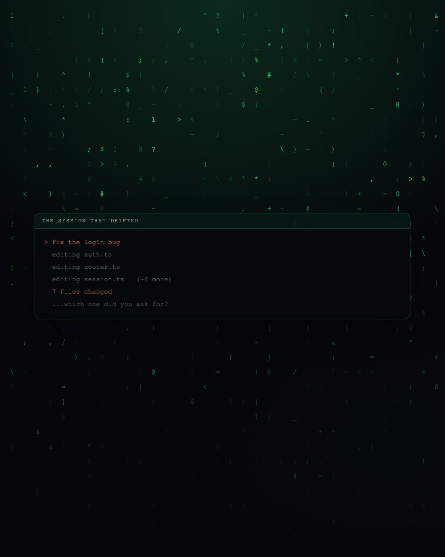 A terminal session that drifted across seven files