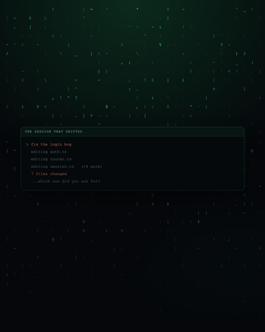 A terminal session that drifted across seven files