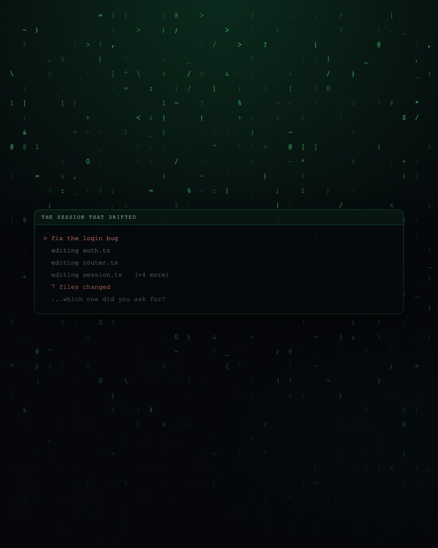 A terminal session that drifted across seven files